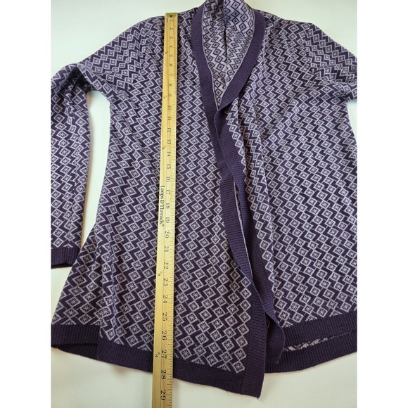 Neve Lisa Cardigan Sweater Merino Blend Purple/Acai Sz M Fair Isle Geometric - Picture 6 of 7